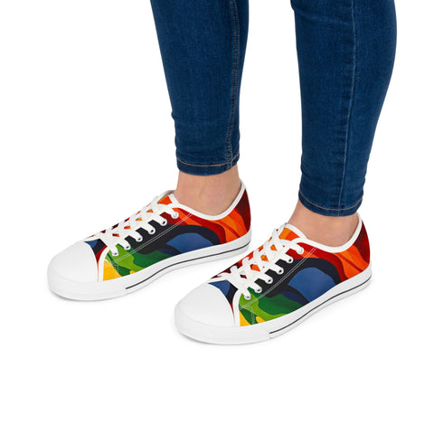 Low Top Sneakers — Vibrant Rainbow Wave Women's Canvas Shoes