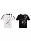 Men's Contrast Striped Music Print T-Shirt