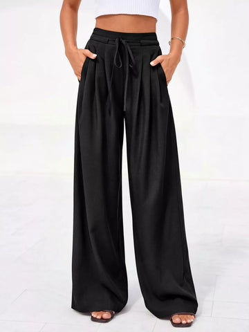 Full Size High-Waisted Wide-Leg Pleated Pants Plus Size
