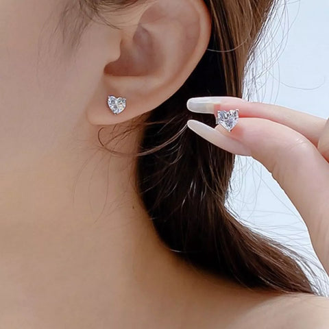 2 Carat 925 Sterling Silver Moissanite Heart Earrings