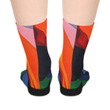 Colorful Abstract Flame Mid-Length Socks – Vibrant Rainbow Art Crew Socks