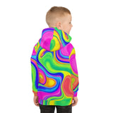 Kids Psychedelic Swirl Hoodie – Bright Rainbow All-Over Print