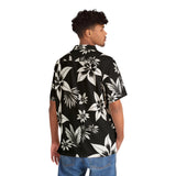 Black & White Tropical Hawaiian Shirt — Men's Floral AOP Button-Up