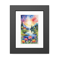 Framed Nature Poster — Watercolor Lakeside Landscape Art Print
