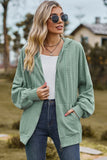 Drawstring Zip Up Dropped Shoulder Hoodie