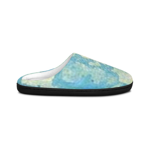 Blue Watercolor Cozy Slippers — Women's Indoor Soft House Shoes