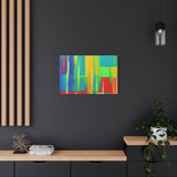 Abstract Rainbow Blocks Matte Canvas Print
