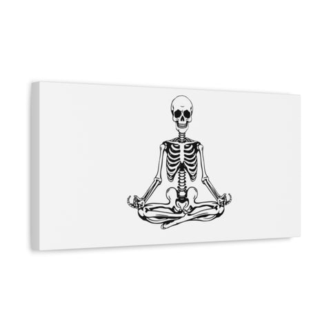 Yoga Skeleton Canvas Print — Meditating Skeleton Wall Art, Minimalist Gothic Home Decor