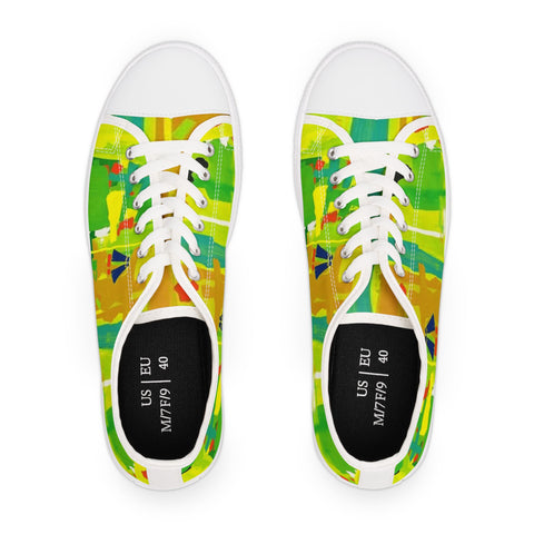 Women's Low Top Sneakers — Vibrant Tropical Abstract Print