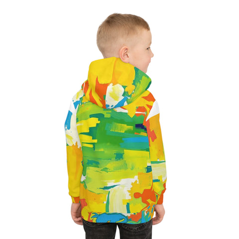 Kids Abstract Paint Splash Hoodie — Bright Colorful All-Over Print
