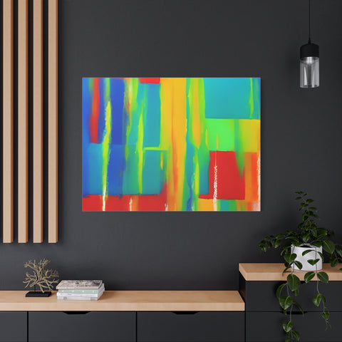 Abstract Rainbow Blocks Matte Canvas Print