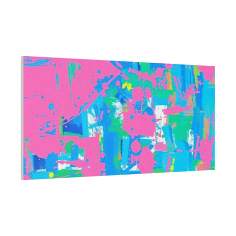 Neon Splash Abstract Canvas Print – Bright Pink & Aqua Modern Wall Art