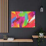 Abstract Rainbow Brushstrokes Matte Canvas Wall Art — Vibrant Stretched 1.25"