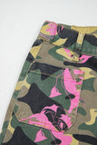 Multicolour Retro Floral Leopard Contrast Patchwork Raw Hem Jeans