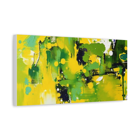 Abstract Green & Yellow Matte Canvas Print – Vibrant Modern Wall Art