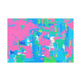 Neon Splash Abstract Canvas Print – Bright Pink & Aqua Modern Wall Art