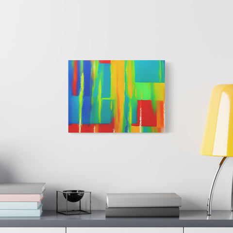 Abstract Rainbow Blocks Matte Canvas Print