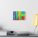 Abstract Rainbow Blocks Matte Canvas Print