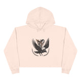 Angel Rider Crop Hoodie — Gothic Winged Angel Graphic Crop Sweatshirt
