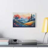 Watercolor Mountain Landscape Canvas Print — Stretched Matte Wall Art