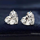 2 Carat 925 Sterling Silver Moissanite Heart Earrings