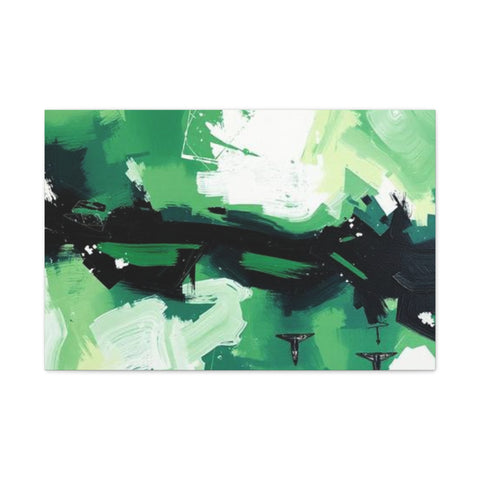 Abstract Green Brushstroke Canvas Print