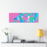 Neon Splash Abstract Canvas Print – Bright Pink & Aqua Modern Wall Art