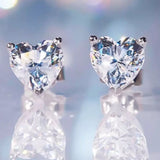 2 Carat 925 Sterling Silver Moissanite Heart Earrings
