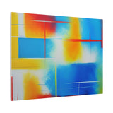 Abstract Color Field Matte Canvas Print — Vibrant Blue, Yellow & Red Stretched Wall Art