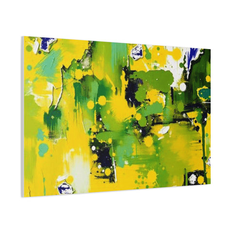 Abstract Green & Yellow Matte Canvas Print – Vibrant Modern Wall Art