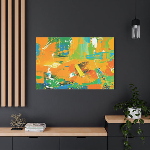 Abstract Orange & Green Canvas Art — Vibrant Modern Wall Decor