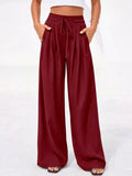 Full Size High-Waisted Wide-Leg Pleated Pants Plus Size
