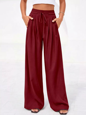 Full Size High-Waisted Wide-Leg Pleated Pants Plus Size