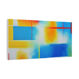 Abstract Color Field Matte Canvas Print — Vibrant Blue, Yellow & Red Stretched Wall Art