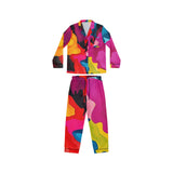 Satin Pajamas — Vibrant Abstract Color Splash Sleep Set