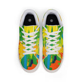 Men's Low-Top Sneakers — Bright Abstract Colorblock Leather Trainers