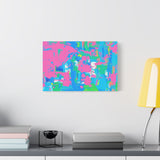 Neon Splash Abstract Canvas Print – Bright Pink & Aqua Modern Wall Art