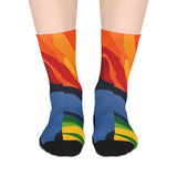 Colorful Abstract Flame Mid-Length Socks – Vibrant Rainbow Art Crew Socks