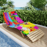 Abstract Neon Paint Brushstroke Beach Towel — Vibrant Color Splash Summer Towel