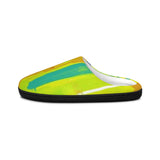 Colorful Abstract Men’s Indoor Slippers — Bright Yellow Artistic House Shoes