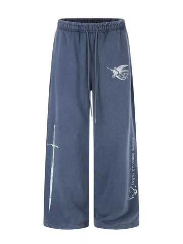 Men's Drawstring Wide-Leg Sweatpants