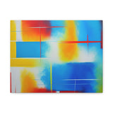 Abstract Color Field Matte Canvas Print — Vibrant Blue, Yellow & Red Stretched Wall Art