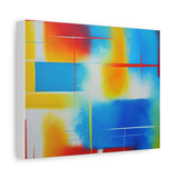 Abstract Color Field Matte Canvas Print — Vibrant Blue, Yellow & Red Stretched Wall Art