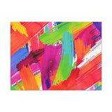 Abstract Rainbow Brushstrokes Matte Canvas Wall Art — Vibrant Stretched 1.25"