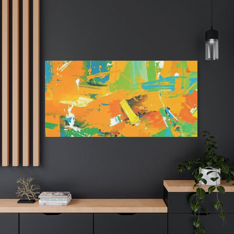 Abstract Orange & Green Canvas Art — Vibrant Modern Wall Decor