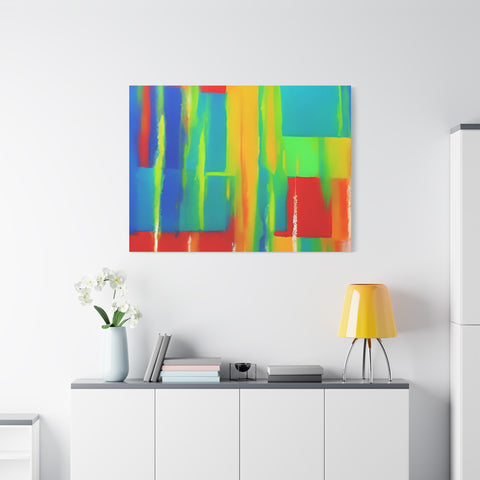 Abstract Rainbow Blocks Matte Canvas Print