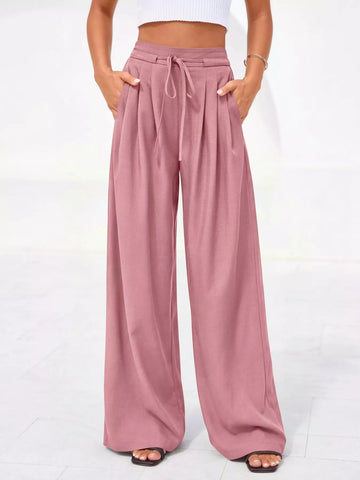 Full Size High-Waisted Wide-Leg Pleated Pants Plus Size