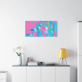 Neon Splash Abstract Canvas Print – Bright Pink & Aqua Modern Wall Art