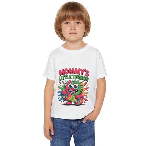 Toddler T-Shirt — "Mommy's Little Terror" Colorful Skate Monster Tee