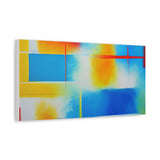 Abstract Color Field Matte Canvas Print — Vibrant Blue, Yellow & Red Stretched Wall Art